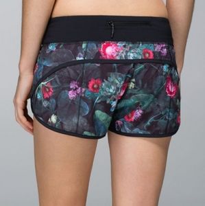 lululemon athletica Floral Print Athletic Shorts - Black and Pink